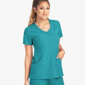 Skechers Teal Reliance 3-Pocket Crossover V-Neck Scrub Top (M)